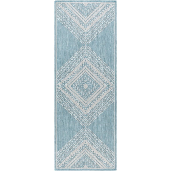 Hauteloom Deana Hallway, Kitchen Runner Rug - Silver, Blue - 2'7" x 7'3"