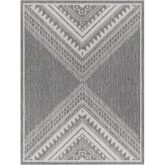 Hauteloom Deana Living Room, Bedroom Patio Outdoor Area Rug - Bohemian, Transitional - Off White, Medium Gray, Light Gray - 18" x 18" Sample