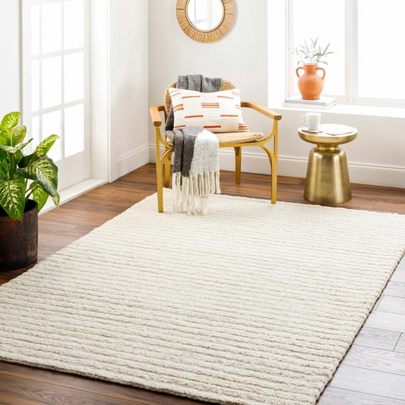 Hauteloom Debra Wool Living Room, Bedroom Area Rug - High Pile - Gray, Green - 10' x 14'