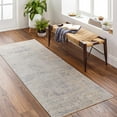 thumbnail image 1 of Hauteloom Razi Hallway, Kitchen Runner Rug - Abstract Distressed Faded Ombre - Contemporary Modern Transitional Minimalist - Charcoal, Medium Gray, Teal, Gray, Beige - 2'7" x 7'3", 1 of 13