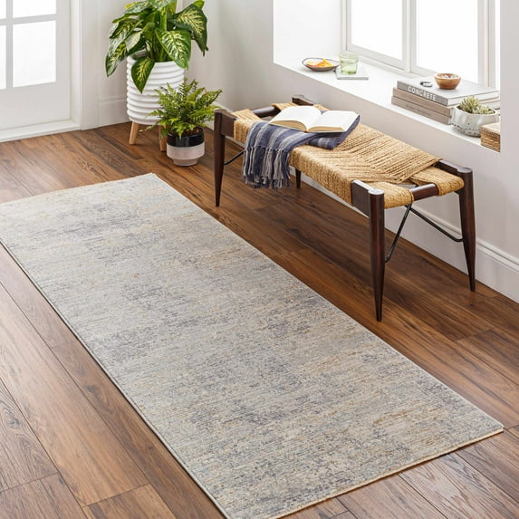 Hauteloom Razi Hallway, Kitchen Runner Rug - Abstract Distressed Faded Ombre - Contemporary Modern Transitional Minimalist - Charcoal, Medium Gray, Teal, Gray, Beige - 2'7" x 7'3"