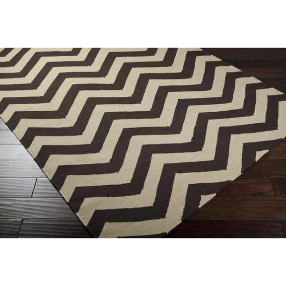 Hauteloom Dekalb Wool Living Room, Bedroom Area Rug - Transitional - Dark Brown, Tan - 2' x 3'