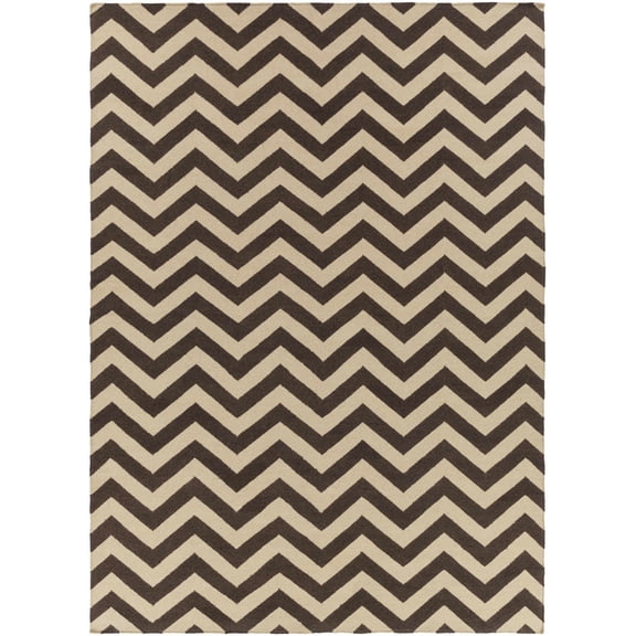 Hauteloom Sunstone Wool Living Room, Bedroom Area Rug - Chevron Zig Zag - Contemporary Modern Minimalist - Brown, Beige, Earth - 3'6" x 5'6"