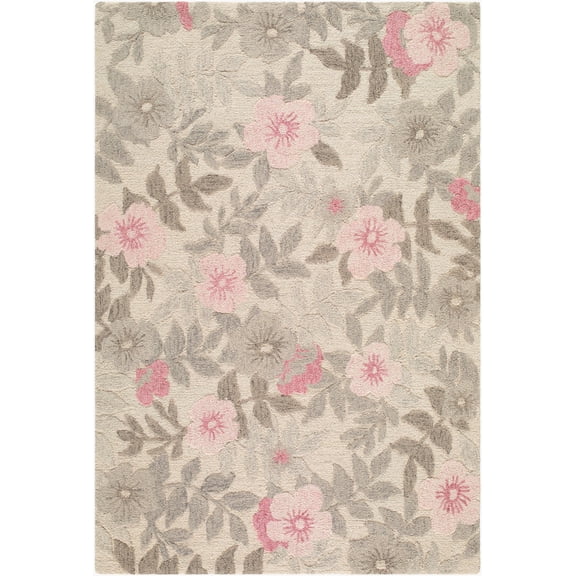 Hauteloom Dellyn Wool Living Room, Bedroom Area Rug - Contemporary - Soft Gray, Blush, Cream - 5' x 7'6"