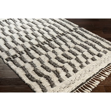 Hauteloom Deltaville Wool Living Room, Bedroom Area Rug - Bohemian, Transitional - High Pile - Charcoal, Cream, Tan - 2' x 3'