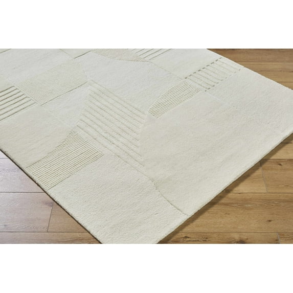 Hauteloom Denis Wool Living Room, Bedroom Area Rug - Contemporary - Light Peach, Lambswool, Sand - 18" Sample