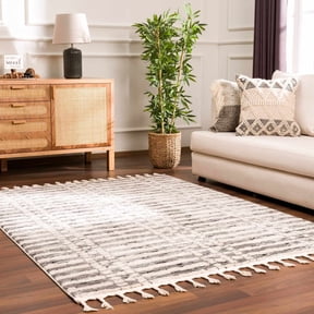 Hauteloom Nava Living Room, Bedroom Area Rug - Striped Abstract Distressed Broken - Scandinavian Modern Contemporary Minimalist Farmhouse - High Pile - Bone, Black, White, Gray, Neutral - 2' x 3'