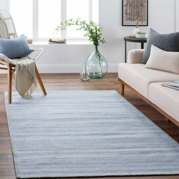Hauteloom Dernancourt Living Room, Bedroom Area Rug - Bohemian, Transitional - Denim, Light Blue, Cream - 5' x 7'6"