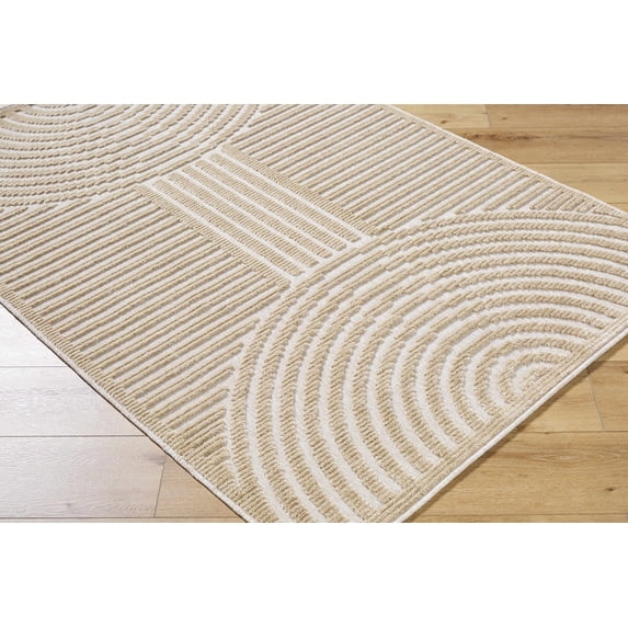 Hauteloom Deron Living Room, Bedroom Machine Washable Area Rug - Contemporary - Beige, Light Brown - 7'10" x 10'1"
