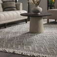 thumbnail image 1 of Hauteloom Derrimut Moroccan Farmhouse Living Room Bedroom Wool Area Rug with Tassel - High Low, Wool - Moroccan Trellis - Hand Woven, Handmade, Beige, Grey, Light Brown - 2'3" x 3'9", 1 of 13