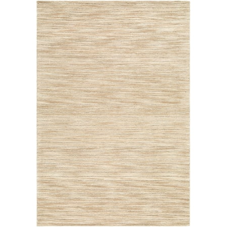 Hauteloom Destry Modern Hand Tufted Natural Fiber Wool Area Rug - Contemporary Striped Textured Carpet for Living Room, Bedroom, Dining Room - Beige, Taupe, Cream - 8' x 10'