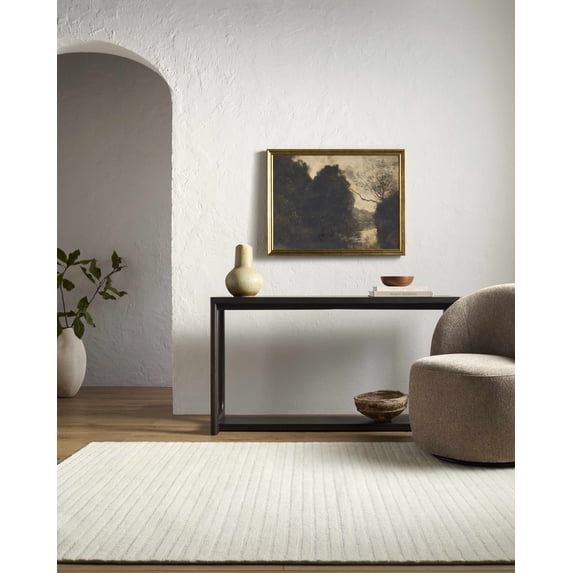 Hauteloom Destry Modern Hand Tufted Natural Fiber Wool Area Rug - Contemporary Striped Textured Carpet for Living Room, Bedroom, Dining Room - Ivory, Cream, Light Taupe - 8' x 10'