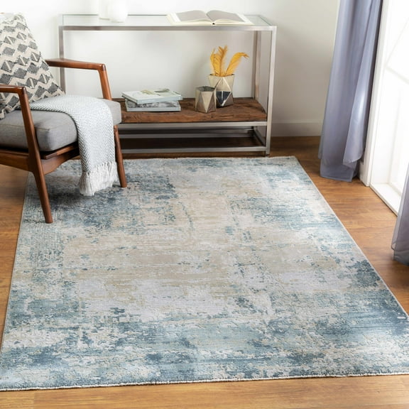 Hauteloom Devonport Living Room, Bedroom Area Rug - Modern Abstract Carpet - Gray, Brown, Blue - 9' x 12'2"