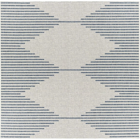 Hauteloom Dfafs Living Room, Bedroom Patio Outdoor Area Rug - Modern - Blue, Ivory - 6'7"