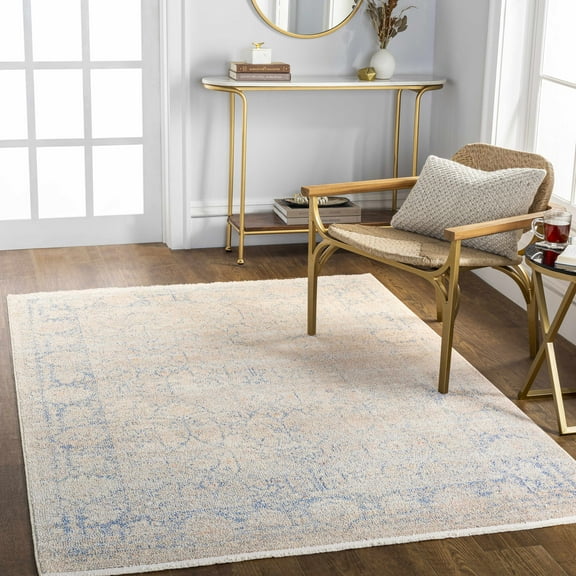 Hauteloom Dian Living Room, Bedroom Area Rug - Blue, Ivory - 9'2" x 12'