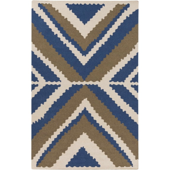 Hauteloom Doncaster Wool Living Room, Bedroom Area Rug - Bohemian, Transitional - Navy, Peach, Charcoal - 2' x 3'