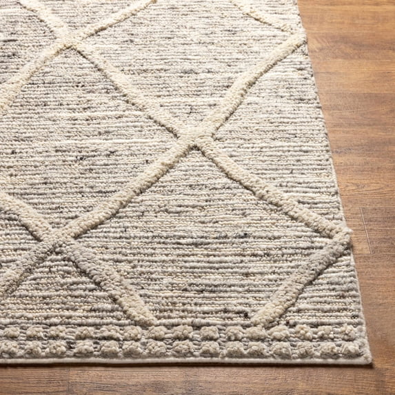 Hauteloom Donsol Wool Living Room, Bedroom Area Rug - Bohemian, Transitional - Charcoal, Gray, Dark Red - 2' x 3'
