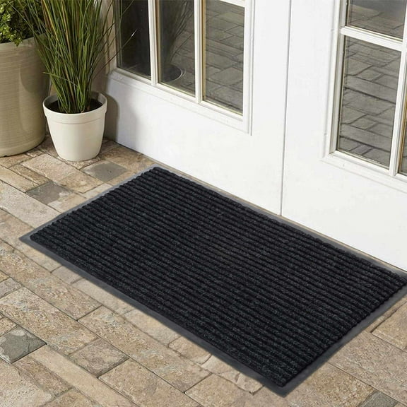 Hauteloom Door Mat - Front Back Door Mat - Indoor Outdoor Door Mat - Non Slip - 17" x 30" - Black - 1 pc