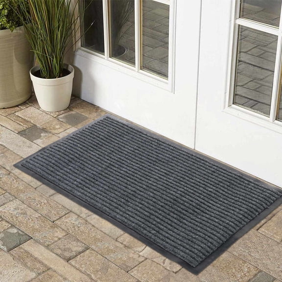 Hauteloom Door Mat - Front Back Door Mat - Indoor Outdoor Door Mat - Non Slip - 17" x 30" - Grey - 1 pc