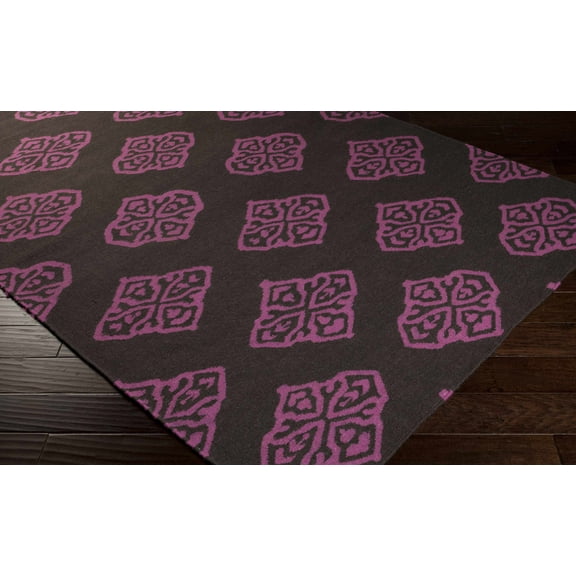 Hauteloom Doran Wool Living Room, Bedroom Area Rug - Contemporary - Medium Purple, Dark Brown - 5' x 8'