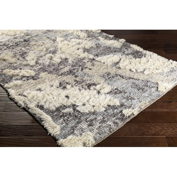 Hauteloom Doveton Wool Living Room, Bedroom Area Rug - Contemporary - Plush Pile - Cream, Black, Charcoal - 8'10" x 12'