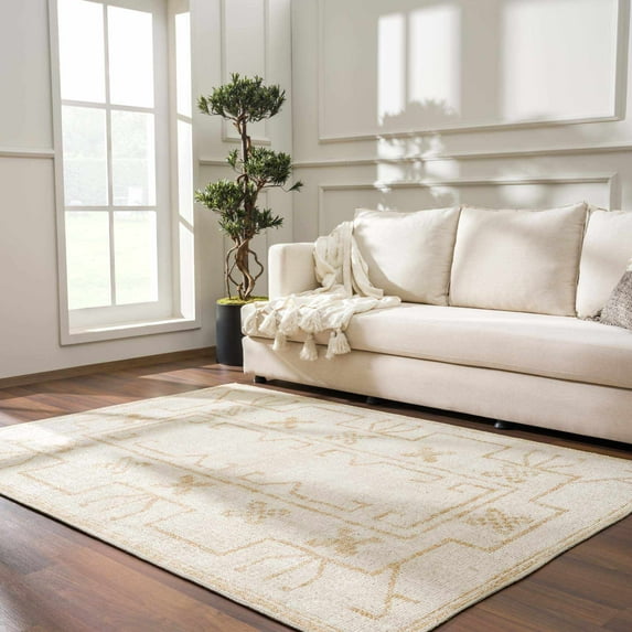 Hauteloom Downtown Living Room, Bedroom Area Rug - Vintage Bohemian Southwestern Vibes - Authentic Farmhouse - Beige, Cream, Bone, Brown - 9'2" x 12'