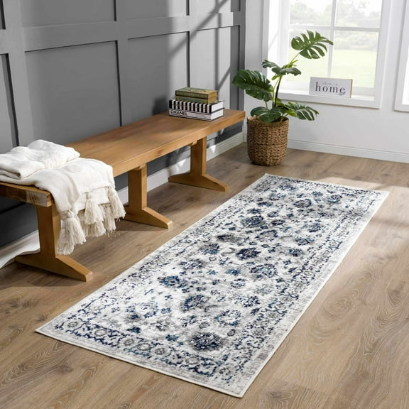 Hauteloom Duena Hallway, Kitchen Runner Rug - Farmhouse - Light Gray - 2'7" x 7'3"