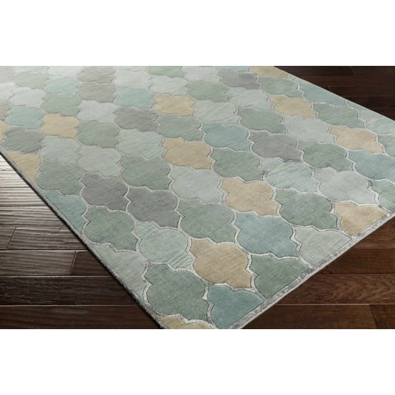 Hauteloom EADS Wool Living Room, Bedroom Area Rug - Transitional - Beige, Ice Blue, Light Sage - 2' x 3'