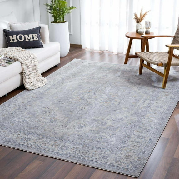 Hauteloom Earlsfield Living Room, Bedroom Area Rug - Traditional - Gray, Light Gray, Medium Gray - 6'7" x 9'6"