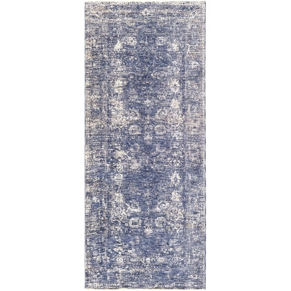 Hauteloom Eastham Hallway, Kitchen Runner Rug - Updated Traditional - Blue, Beige - 3'3" x 8'
