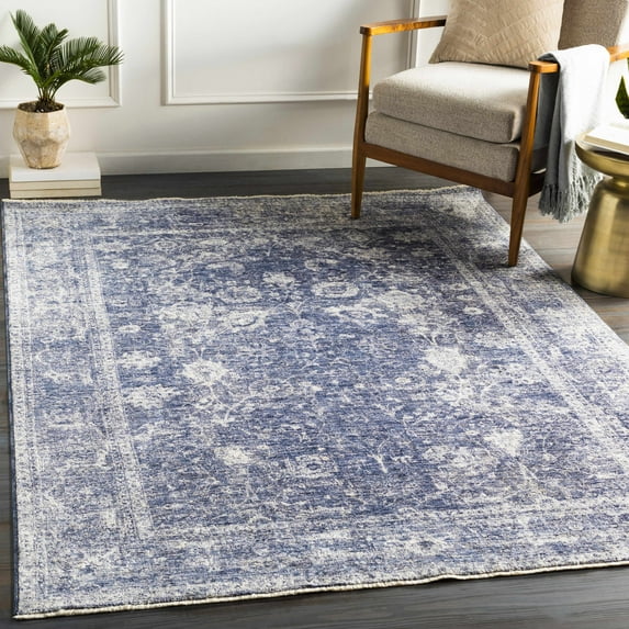 Hauteloom Eastham Living Room, Bedroom Area Rug - Updated Traditional - Blue, Beige - 2' x 3'3"