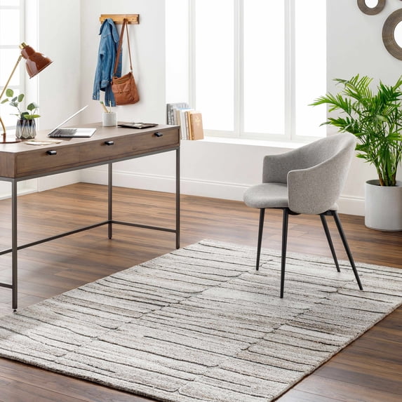 Hauteloom Ebba Recycled Material Living Room, Bedroom Area Rug - Gray, Black - 9' x 12'