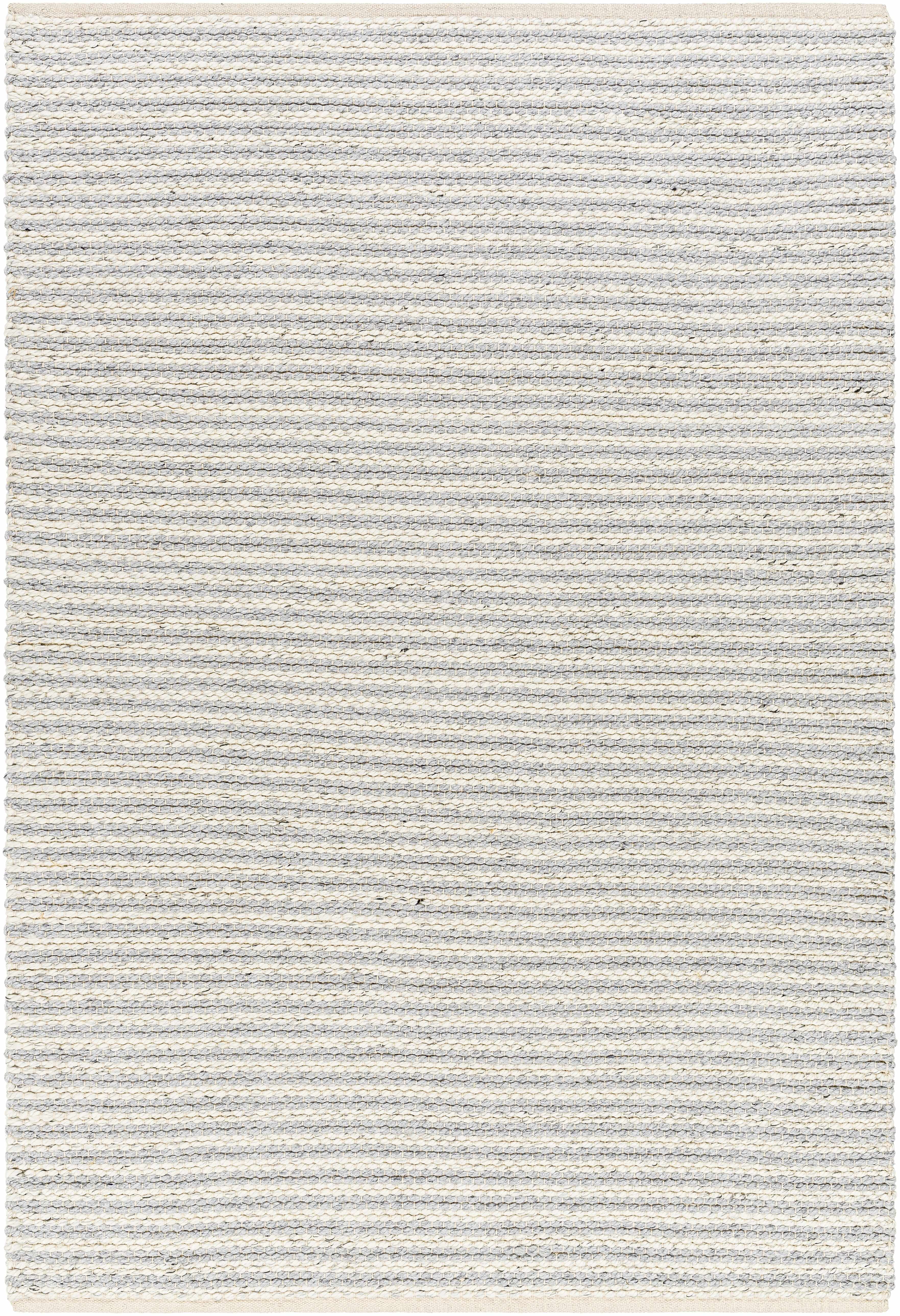 Hauteloom Ebrar Boho Hand Woven Soft Area Rug - Farmhouse Minimalist Striped Carpet for Living Room, Bedroom, Dining Room - Cream, Gray, Ivory - 27" x 45"