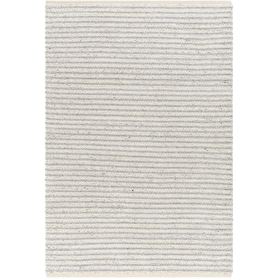 Hauteloom Ebrar Boho Hand Woven Soft Area Rug - Farmhouse Minimalist Striped Carpet for Living Room, Bedroom, Dining Room - Cream, Gray, Ivory - 27" x 45"