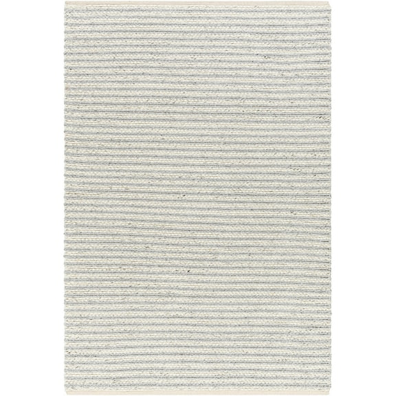 Hauteloom Ebrar Boho Hand Woven Soft Area Rug - Farmhouse Minimalist Striped Carpet for Living Room, Bedroom, Dining Room - Cream, Gray, Ivory - 27" x 45"