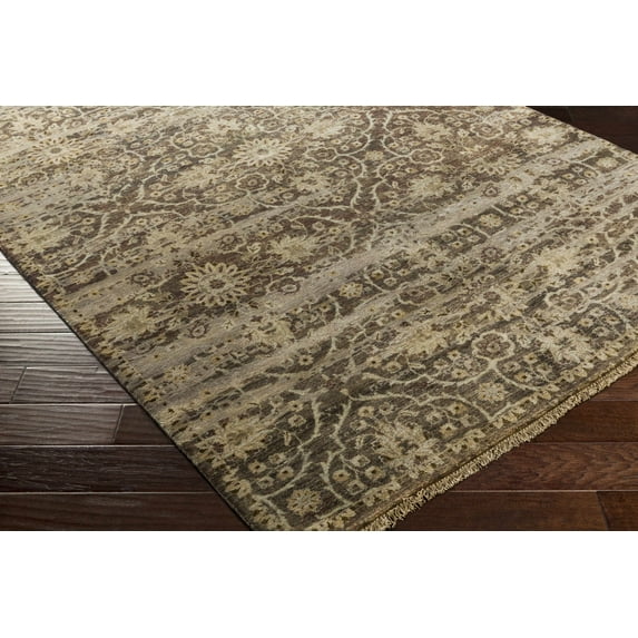 Hauteloom Eccles Wool Living Room, Bedroom Area Rug - Traditional - Charcoal, Medium Gray, Gray - 10' x 14'