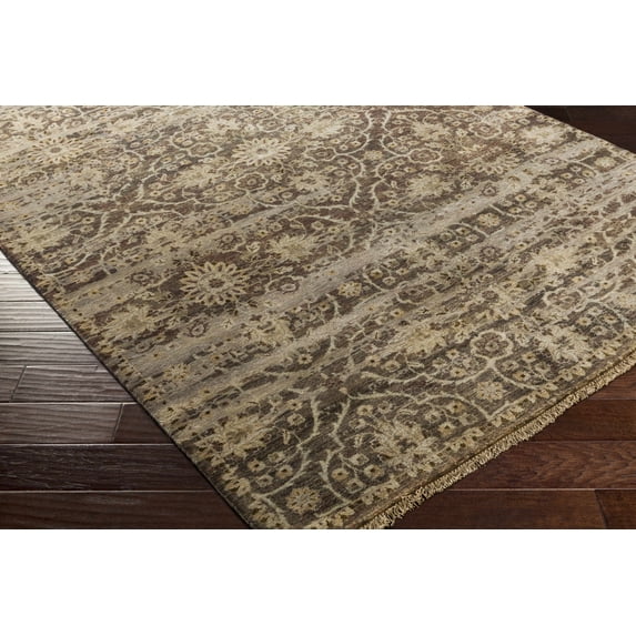 Hauteloom Eccles Wool Living Room, Bedroom Area Rug - Traditional - Charcoal, Medium Gray, Gray - 5'6" x 8'6"
