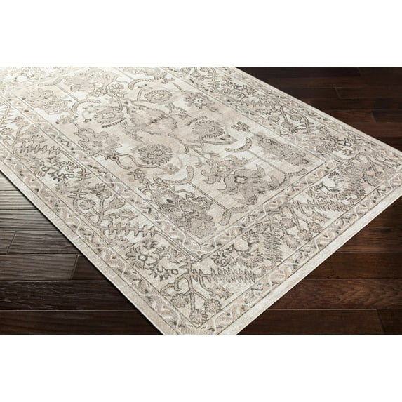 Hauteloom Eckelson Living Room, Bedroom Area Rug - Traditional - Black, Light Slate, Tan - 5'3" x 7'7"