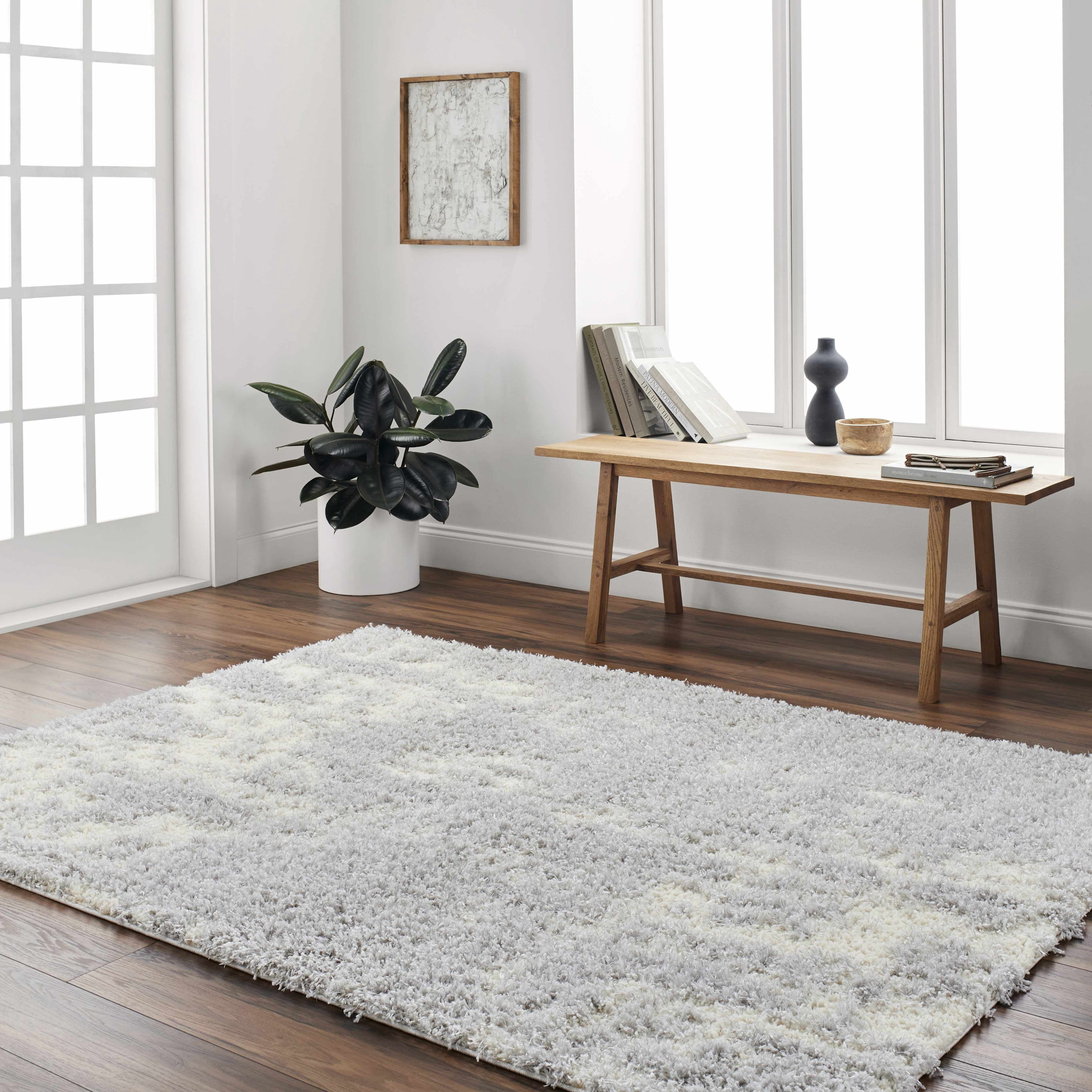 Hauteloom Edzia Living Room, Bedroom Area Rug - Plush Pile - Gray - 5'3 ...