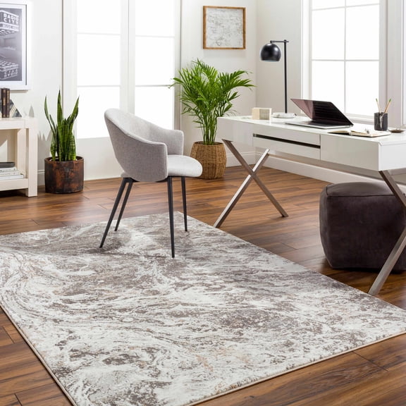 Hauteloom Elaxi Living Room, Bedroom Area Rug - Gray, Brown - 7'10" x 10'3"