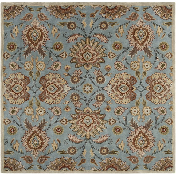 Hauteloom Elkins Wool Living Room, Bedroom Farmhouse Area Rug - Traditional Floral Carpet - Bohemian Paisley Vibe - Brown, Orange, Blue, Terra Cotta, Cream - 6' Square
