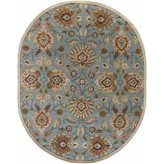 Hauteloom Bannock Wool Living Room, Bedroom Area Rug - Traditional - Medium Gray, Tan, Dark Red - 6' x 9'