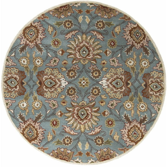 Hauteloom Elkins Wool Living Room, Bedroom Farmhouse Area Rug - Traditional Floral Carpet - Bohemian Paisley Vibe - Brown, Orange, Blue, Terra Cotta, Cream - 9'9" Round