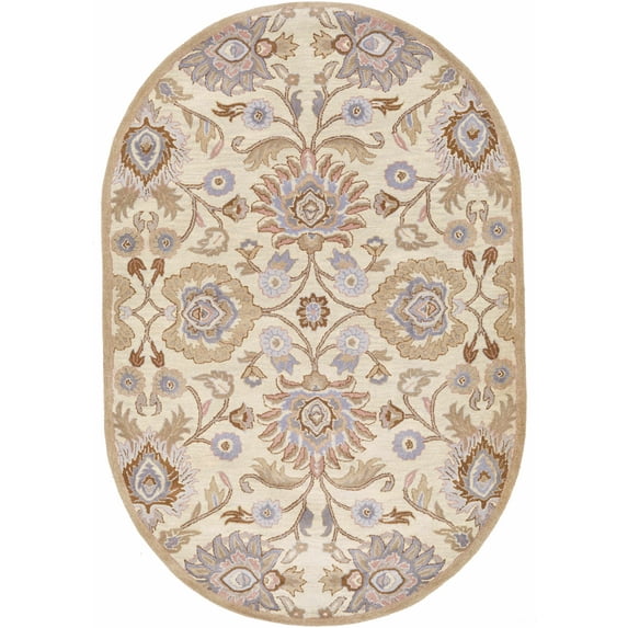 Hauteloom Elkins Wool Living Room, Bedroom Farmhouse Area Rug - Traditional Floral Carpet - Bohemian Paisley Vibe - Brown, Pink, Cream, Beige - 8' x 10' Oval