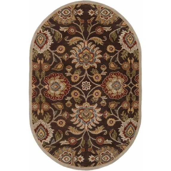 Hauteloom Elkins Wool Living Room, Bedroom Farmhouse Area Rug - Traditional Floral Carpet - Bohemian Paisley Vibe - Brown, Pink, Purple, Green, Brown - 8' x 10' Oval