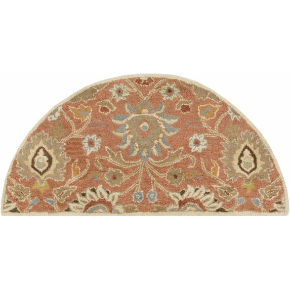 Hauteloom Elkins Wool Living Room, Bedroom Farmhouse Area Rug - Traditional Floral Carpet - Bohemian Paisley Vibe - Orange, Cream, Red, Blue, Brown, Salmon - 2' x 4' Hearth