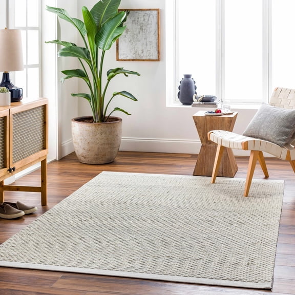 Hauteloom Santos Wool Living Room, Bedroom Area Rug - Textured - Traditional Transitional Farmhouse - Cream, Beige, Ivory - 2' x 3'
