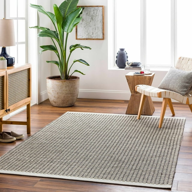Hauteloom Emlen Wool Living Room, Bedroom Area Rug - Traditional, Transitional - Cream, Light Gray, Black - 8' x 10'