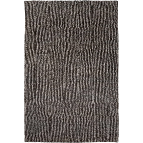 Hauteloom Emory Living Room, Bedroom Area Rug - Herringbone Textured - Contemporary Modern Scandinavian - Charcoal, Dark, Gray - 9' x 12'