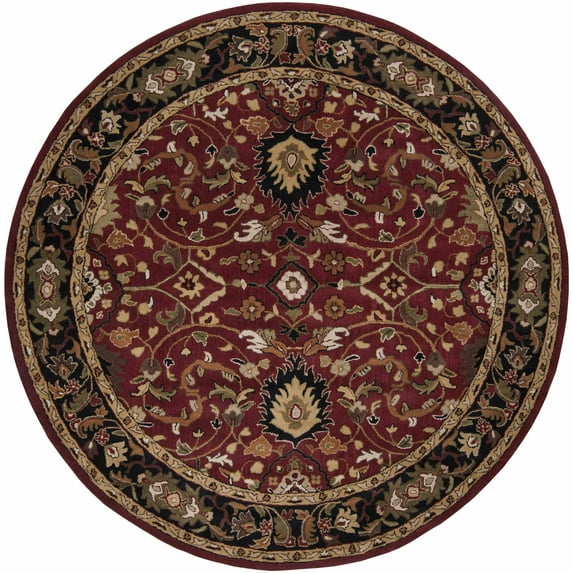 Hauteloom Encinitas Wool Living Room, Bedroom Area Rug - Traditional - Black, Beige, Purple - 4'-Round